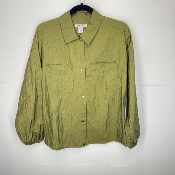 NWOT Athleta Lunar Shine Button Down Shirt in Picoline Olive - Picture 2 of 11